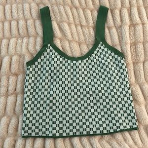 Abercrombie & Fitch green pattern scoop neck top